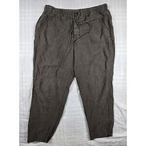 Vince Womens Linen Cropped Pants Pockets Drawstring Resortwear Gray L